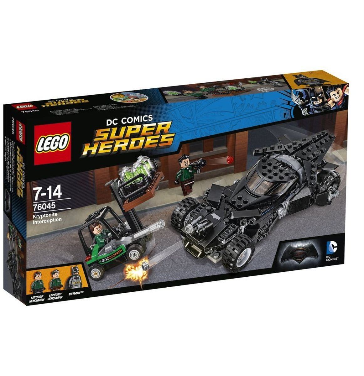 LEGO Super Heroes Конструктор Перехват криптонита 7604576045 LEGO Super Heroes Конструктор Перехват криптонита 7604576045Спеши вместе с Бэтменом к пристани, где приспешники LexCorp грузят криптонит. Стреляй из шипованных шутеров Бэтмобиля и уворачивайся от маневренных ракет вильчатого погрузчика. Открой двери Бэтмобиля и начни атаку с помощью серебряного бэтаранга Бэтмена. Взорви криптонит из погрузчика и уворачивайся от выстрелов базуки бандитов. Удастся ли Бэтмену сбежать со своим токсичным грузом? Конструктор LEGO Super Heroes Перехват криптонита включает в себя 306 разноцветных пластиковых элементов с тремя фигурками. Конструктор - это один из самых увлекательных и веселых способов времяпрепровождения. Ребенок сможет часами играть с конструктором, придумывая различные ситуации и истории.