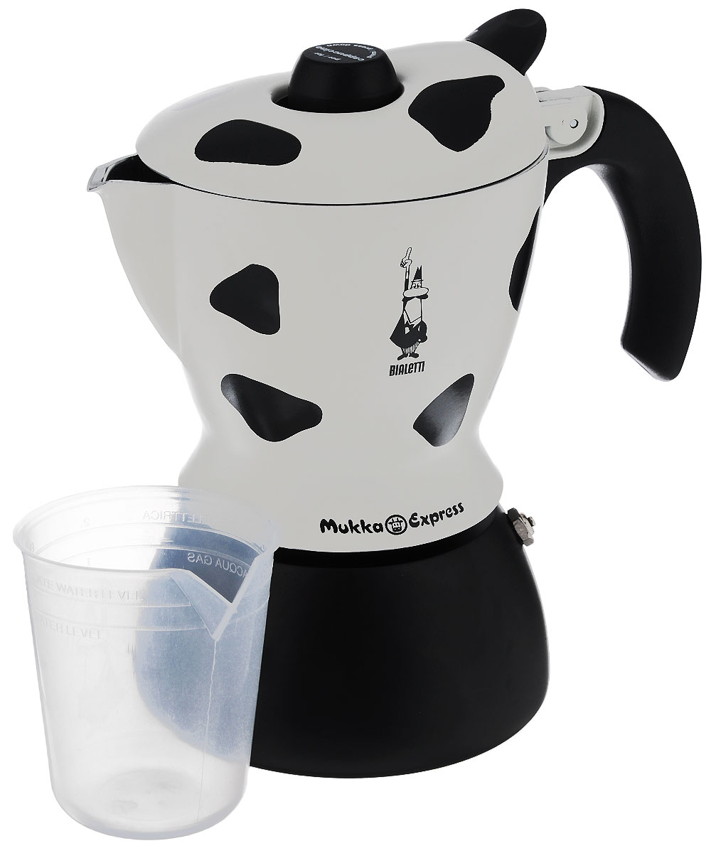 Кофеварка гейзерная Bialetti "Mukka Express", цвет: черный, белый, на 2 чашки Кофеварка гейзерная Bialetti "Mukka Express", цвет: черный, белый, на 2 чашки