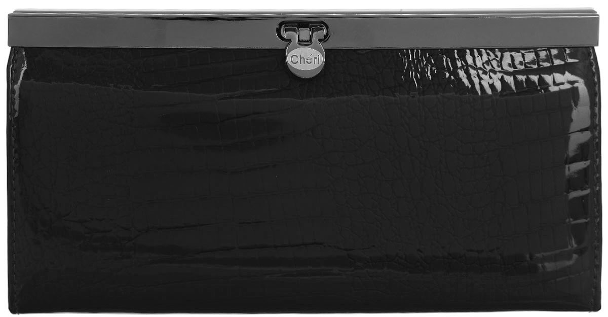 Кошелек женский Cheribags, цвет: черный. 02K-1031B-1002K-1031B-10 Кошелек женский Cheribags, цвет: черный. 02K-1031B-1002K-1031B-10Стильный женский кошелек Cheribags выполнен из натуральной лакированной кожи с тиснением под рептилию и оформлен металлической фурнитурой с символикой бренда. Внутренняя часть изделия выполнена из текстиля и натуральной кожи. Изделие закрывается на замок-вертушку. Кошелек содержит четыре отделения для купюр, отделение для монет на застежке-молнии, два накладных кармана с пластиковыми вставками, два накладных сетчатых кармашка для визиток или кредитных карт. Снаружи, в тыльной стенке изделия, расположен врезной карман на молнии. Кошелек станет отличным подарком человеку, ценящему практичные и стильные вещи, а качество его исполнения представит такой подарок в самом выгодном свете.