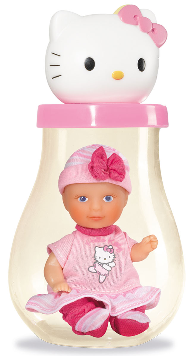 Simba Пупс Hello Kitty в банке цвет светло-розовый5013363_св-роз Simba Пупс Hello Kitty в банке цвет светло-розовый5013363_св-розПупс Simba Hello Kitty непременно приведет в восторг вашу дочурку. Голова пупса выполнена из прочного пластика, а тело - мягконабивное. Очаровательный малыш одет в рубашку розового цвета, оформленную принтом с изображением кошечки Китти, а на голове у него - розовый чепчик. Рубашка фиксируется при помощи липучки на спинке. Пупс упакован в оригинальную пластиковую бутылочку. Трогательный пупс принесет радость и подарит своей обладательнице мгновения нежных объятий. Игры с куклами способствуют эмоциональному развитию, помогают формировать воображение и художественный вкус, а также разовьют в вашей малышке чувство ответственности и заботы. Великолепное качество исполнения делают эту куколку чудесным подарком к любому празднику.
