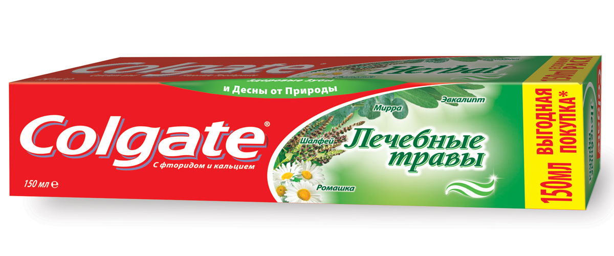 Colgate Зубная паста Лечебные травы 150 млFCN89282/FCN89057 Colgate Зубная паста Лечебные травы 150 млFCN89282/FCN89057В зубной пасте Colgate Лечебные Травы научные знания Colgate® соединены с лучшими природными компонентами для естественной защиты здоровья полости рта.