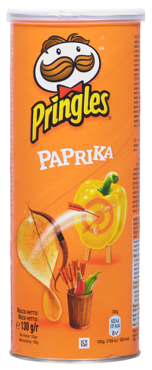 Pringles картофельные чипсы со вкусом паприки, 130 г7001059000 Pringles картофельные чипсы со вкусом паприки, 130 г7001059000Картофельные чипсы Pringles с экзотическим вкусом паприки подарят вам непередаваемую атмосферу восточного города.