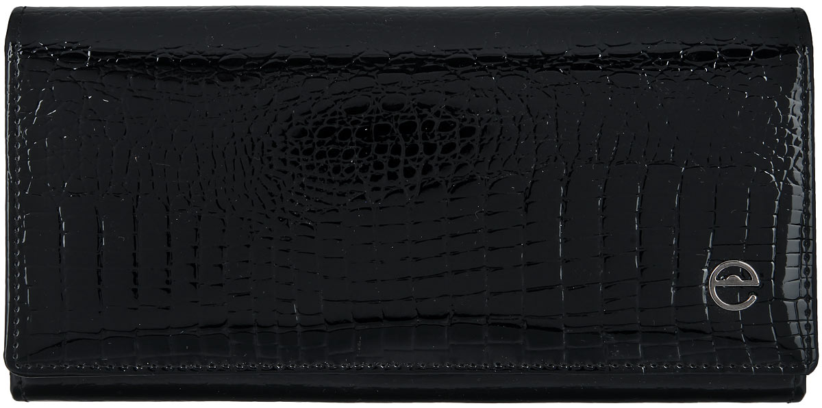 Кошелек женский Cheribags, цвет: черный. 02К-5242-1002К-5242-10 Кошелек женский Cheribags, цвет: черный. 02К-5242-1002К-5242-10Стильный женский кошелек Cheribags выполнен из натуральной лакированной кожи с тиснением под рептилию и оформлен металлической фурнитурой с символикой бренда. Внутренняя часть изделия выполнена из текстиля и натуральной кожи. Изделие закрывается клапаном на кнопку. Кошелек содержит три отделения для купюр, врезной карман на молнии, накладной карман с прозрачной вставкой из пластика, восемь накладных карманов для визиток или кредитных карт, сетчатый накладной карман. Кошелек оснащен отделением для монет, которое закрывается на рамочный замок и содержит две секции для мелочи. Снаружи, на задней стороне изделия, расположен накладной карман. Кошелек станет отличным подарком человеку, ценящему практичные и стильные вещи, а качество его исполнения представит такой подарок в самом выгодном свете.