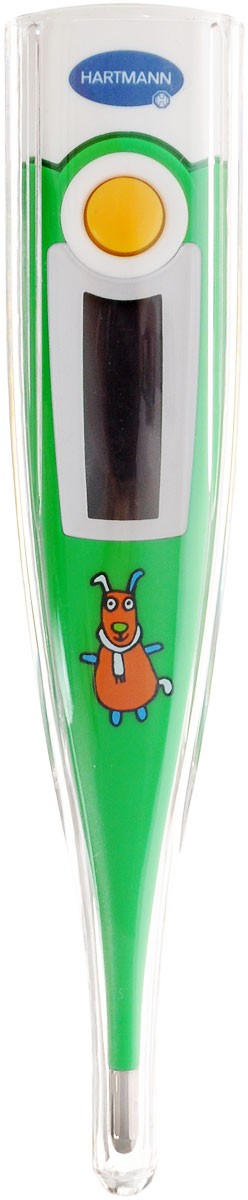 Paul Hartmann Термометр детский Thermoval Rapid Kid цвет зеленый - Paul Hartmann9250601_зеленый Paul Hartmann Термометр детский Thermoval Rapid Kid цвет зеленый - Paul Hartmann9250601_зеленыйМедицинский электронный термометр Paul Hartmann Thermoval Rapid Kid - это быстрый и легкий способ измерить температуру тела у ребенка. Термометр предназначен для измерения температуры во рту, в подмышечной впадине и ректально (в прямой кишке). При производстве термометра использовались только безопасные материалы. Удобство измерения обеспечивается цифровым хорошо читаемым дисплеем с крупными цифрами, сверхбыстрой скоростью измерения (от 10 секунд, в зависимости от способа измерения). Уникальная высокоскоростная технология позволяет измерять температуру тела быстро, обеспечивая высочайшую точность измерений и надежность. По окончании измерения термометр отключится автоматически. Память последнего измерения дает возможность сравнивать полученные результаты. В комплект также входит защитный футляр для термометра. Прибор выполнен из прочного безопасного пластика и оформлен забавным изображением зайчика в шарфике. Рекомендуется докупить 1 батарейку типа LR41 (товар...
