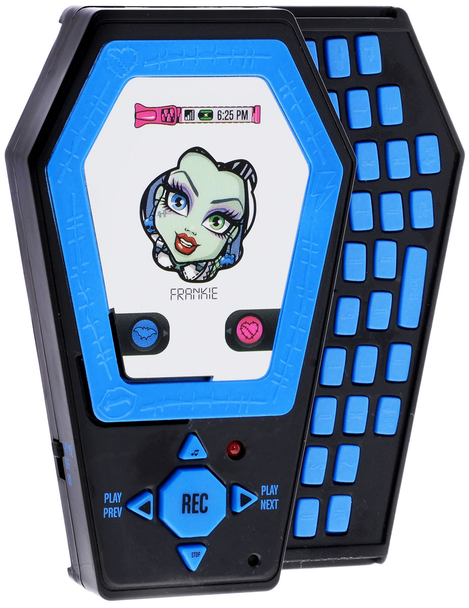 Monster High Электронная игрушка Телефон цвет голубой870420_голубой Monster High Электронная игрушка Телефон цвет голубой870420_голубойЭлектронная игрушка Monster High Телефон, выполненный в форме гробика, в стиле персонажа Школы монстров. Изготовлен из высококачественного нетоксичного материала. У телефона имеется выдвижная QWERTY- клавиатура, зеркальный экран с изображением персонажа. Стильный телефон позволяет записывать до 3 минут разговора, поэтому можно хранить и прослушивать все ваши тайны. Но и это еще не все! Телефон включает в себя 3 различных звуковых эффекта и песню из популярного мультфильма. Все кнопки клавиатуры нажимаются, но не активируют никакие звуковые эффекты. Необычный дизайн и интересная цветовая гамма, несомненно, понравятся ребенку. Рекомендуется докупить 3 батарейки напряжением 1,5V типа ААА (товар комплектуется демонстрационными).