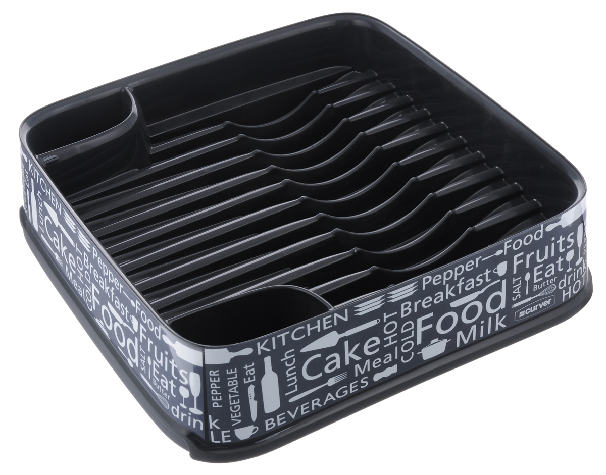 Сушилка для посуды Curver Deco, с поддоном, цвет: серый, белый, 39 х 38 х 11 см. 23312331 Сушилка для посуды Curver Deco, с поддоном, цвет: серый, белый, 39 х 38 х 11 см. 23312331Сушилка для посуды Curver Deco изготовлена из высококачественного прочного пластика. Изделие оснащено пластиковым поддоном для стока воды и содержит секции для вертикальной сушки посуды и столовых приборов. Сушилка для посуды Curver Deco не займет много места на кухне и поможет аккуратно хранить вашу посуду. Размер сушилки: 39 х 38 х 11 см.