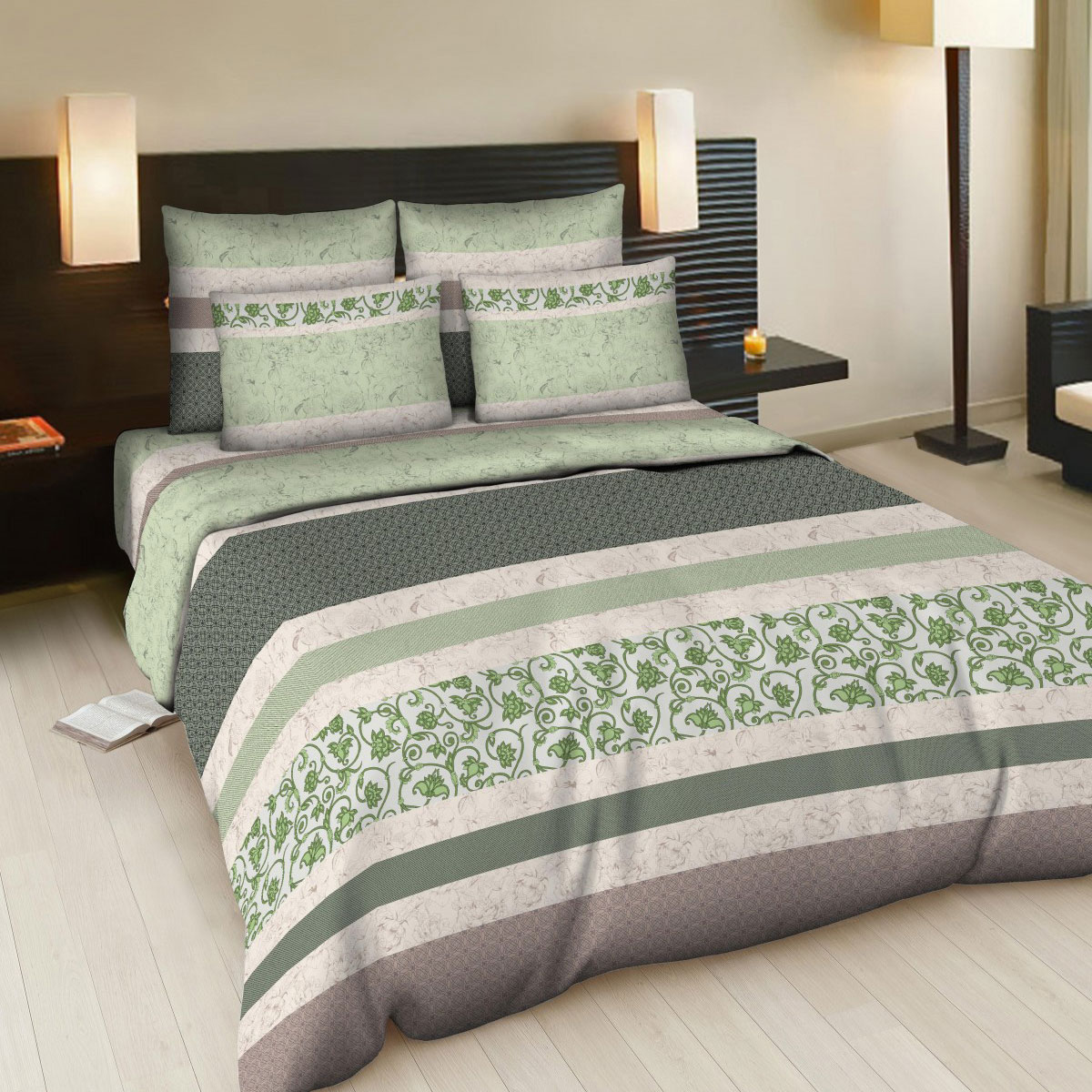 Комплект белья Letto Карнелия, 2-спальный, наволочки 70х70, цвт: серый, светло-зеленый. В93-4В93-4 Комплект белья Letto Карнелия, 2-спальный, наволочки 70х70, цвт: серый, светло-зеленый. В93-4В93-4Комплект постельного белья Letto Карнелия выполнен из бязи (100% натурального хлопка). Комплект состоит из пододеяльника, простыни и двух наволочек. Пододеяльник имеет застежку-молнию. Постельное белье оформлено ярким красочным рисунком. Гладкая структура делает ткань приятной на ощупь, мягкой и нежной, при этом она прочная и хорошо сохраняет форму. Ткань легко гладится. Благодаря такому комплекту постельного белья вы сможете создать атмосферу роскоши и романтики в вашей спальне.