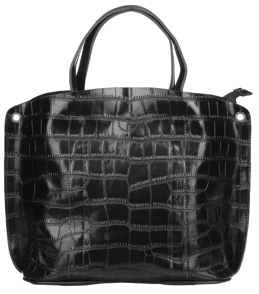 Сумка женская Cheribags, цвет: черный. 9877-109877-10 Сумка женская Cheribags, цвет: черный. 9877-109877-10Стильная женская сумка Cheribags выполнена из натуральной кожи с тиснением под рептилию. Изделие имеет одно основное отделение. Внутри имеется пришивной открытый кармашек с отделением на застежке-молнии. Изделие оснащено съемным отделением на застежке-молнии, которое крепится к сумке с помощью магнитных кнопок. Внутри съемного отделения имеется прорезной кармашек на застежке-молнии, два открытых пришивных кармашка и накладной открытый карман с отделением на застежке-молнии. Модель оснащена двумя ручками, для удобной переноски в руках. В комплект входит съемный плечевой ремень, который регулируется по длине. По бокам сумка оформлена люверсами. Роскошная сумка внесет элегантные нотки в ваш образ и подчеркнет ваше отменное чувство стиля.