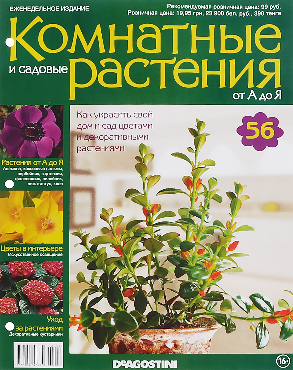 Журнал Комнатные и садовые растения. От А до Я №56VRD065 Журнал Комнатные и садовые растения. От А до Я №56VRD065Хотите сделать приятный и полезный подарок людям, увлекающимся цветоводством, или углубить собственные познания в этой сфере? Коллекция журналов Комнатные и садовые растения. От А до Я поможет вам в этом. Из журнала вы узнаете, как украсить свой дом и сад цветами и декоративными растениями. Категория 16+.