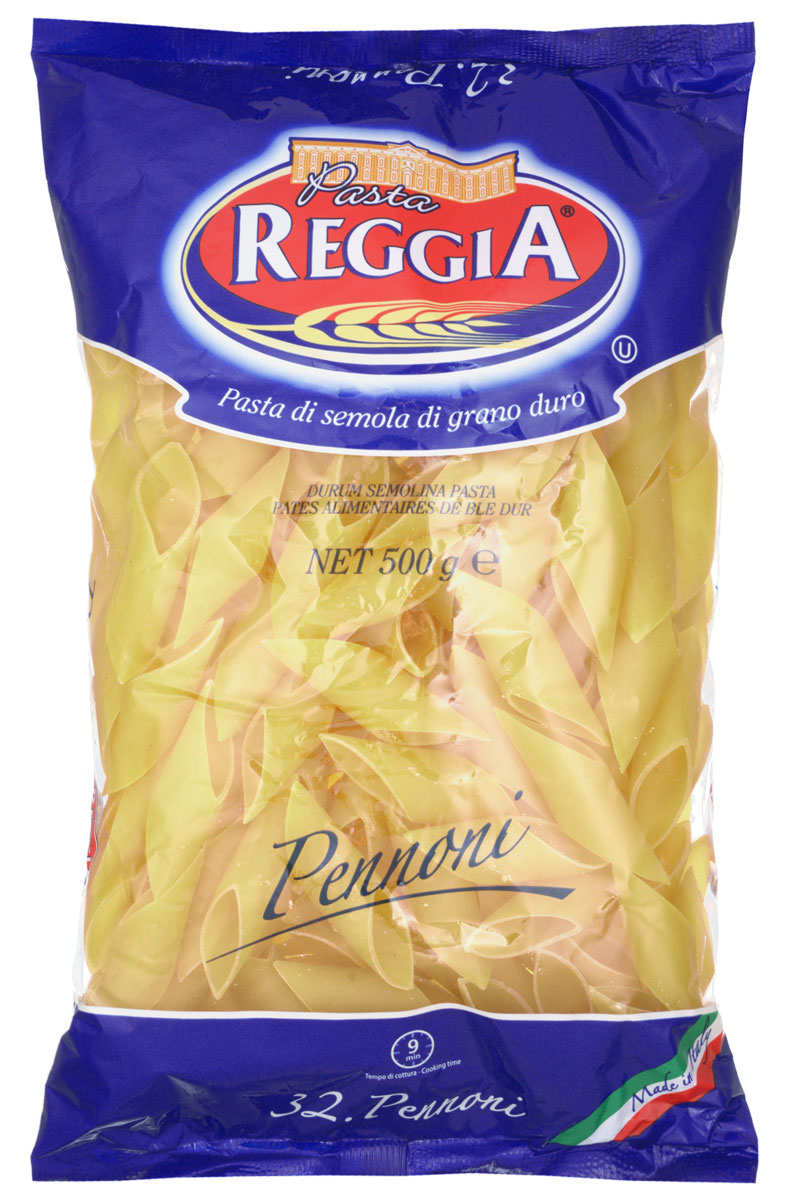 Pasta Reggia Перо большое макароны, 500 г8008857300320 Pasta Reggia Перо большое макароны, 500 г8008857300320Макароны Pasta Reggia 032 сочетают в себе современность технологий производства и традиционное итальянское качество. Pasta Reggia предлагает сегодня российскому рынку более 70 видов длинных, коротких и специальных форматов произведенных пусть и на самом современном оборудовании, но по классическим рецептам неаполитанской сушки Юга Италии.