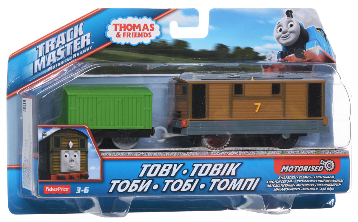 Thomas&Friends Базовый паровозик Тоби, цвет: зеленый коричневыйBMK87_CDB70 Thomas&Friends Базовый паровозик Тоби, цвет: зеленый коричневыйBMK87_CDB70Базовый паровозик Thomas&Friends Тоби привлечет внимание вашего малыша и не позволит ему скучать. Он выполнен из прочного материала в виде Тоби, героя популярного мультсериала Томас и его друзья (Thomas & Friends ). Игрушка имеет улучшенные скоростные характеристики и мощность. С таким двигателем Тоби будет набирать еще большую скорость и высоту, совершая захватывающие путешествия. Переведите переключатель на крыше Тоби и с ветерком отправьте паровозик в увлекательное путешествие! В комплект входит дополнительный вагончик. Порадуйте своего непоседу такой замечательной игрушкой! Необходимо купить 2 батарейки напряжением 1,5V типа ААА (не входят в комплект).