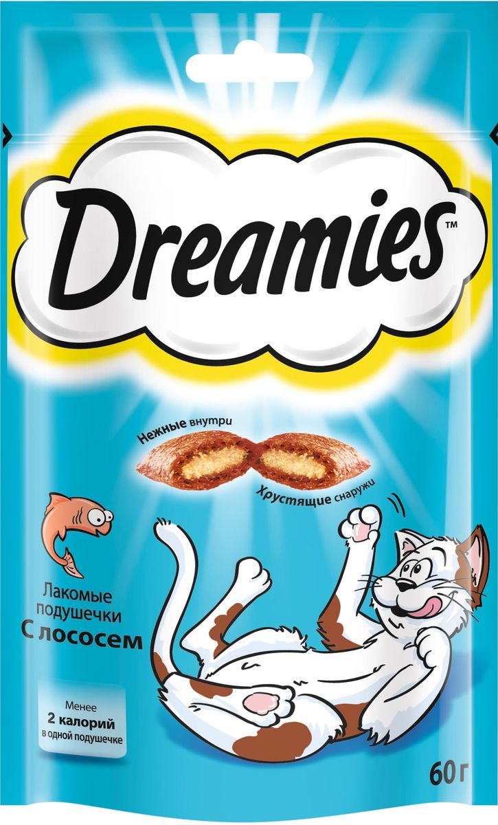 Лакомство для взрослых кошек Dreamies, подушечки с лососем, 60 г36933 Лакомство для взрослых кошек Dreamies, подушечки с лососем, 60 г36933Лакомство Dreamies - это сказочное лакомство, выполненное в виде хрустящих подушечек с вкусной начинкой, является добавкой к ежедневному рациону кошки. Обогащено витаминами и минералами. Незабываемый нежный лосось в хрустящей вкусной подушечке - это достойная награда вашему любимому зверю. Состав: белковые растительные экстракты, злаки, мясо и субпродукты (включая 4% говядины), масло и жиры, витамины и минеральные вещества, рыба и субпродукты (включая 4% лосося). Пищевая ценность в 100 г: белки - 34 г, жиры - 20 г, зола - 9,5 г, клетчатка - 1 г, влага - 10 г, витамин А - 528,8 МЕ, витамин Е - 8,8 мг, витамин В1 - 1,5 мг, витамин В2 - 0,7 мг, витамин В6 - 0,6 мг, витамин D3 - 58,3 МЕ, пентагидрат сульфата меди - 2,3 мг, моногидрат сульфата марганца- 4,1 мг, йодид калия - 0,2 мг, моногидрат сульфата цинка - 18,3 мг. Вес: 60 г. Энергетическая ценность в 100 г: 386 ккал. Товар сертифицирован.