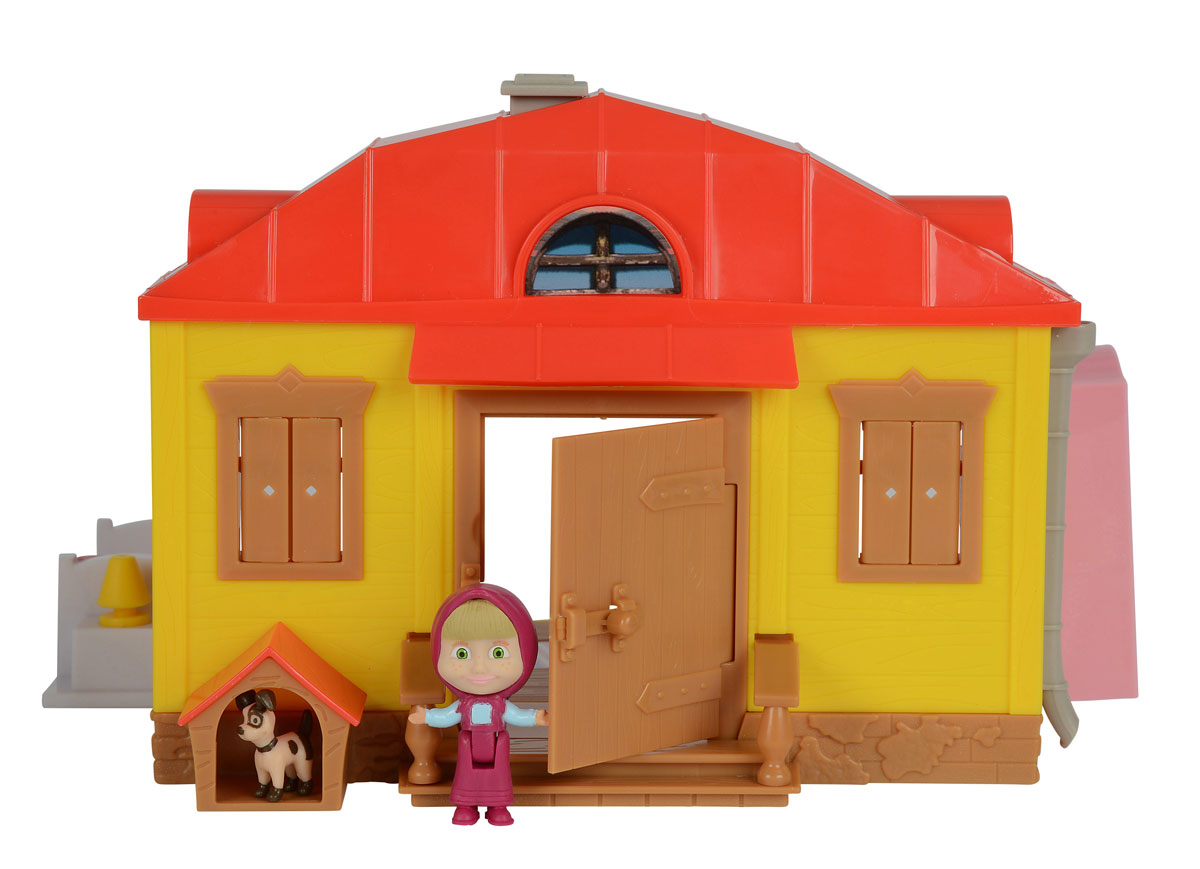 Simba Игровой набор Домик Маши9301633 Simba Игровой набор Домик Маши9301633Игровой набор Домик Маши непременно понравится вашей малышке и надолго займет ее внимание. Набор выполнен по мотивам мультсериала Маша и Медведь. Теперь вашей малышке не составит особого труда разыграть любимые сценки из мультфильма, ведь в наборе кроме фигурки главной героини Маши есть еще и очень похожий на свой прототип домик из мультфильма. Домик раскладной. Одна из стен домика становится игровой площадкой, на которой размещаются мебель и игрушки Маши. Другая стена домика остается в вертикальном положении, на ней два окошка, открывающаяся дверь, будка для собачки. Внутри домика Маша сможет прихорашиваться перед зеркалом, лежать в кроватке или сидеть в любимом кресле, а ее игрушки можно при желании хранить в сундуке из набора. Фигурка Маши в малиновом сарафанчике и косынке может сгибаться в талии и садиться в кресло. Оригинальный стиль и великолепное качество исполнения делают эту игрушку чудесным подарком к любому празднику, а жизнерадостный образ Маши,...