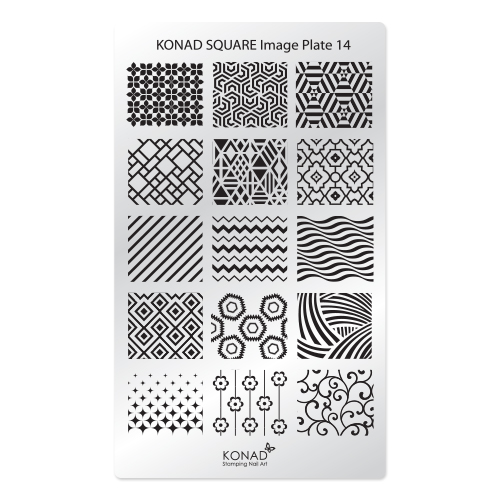 Konad Square Пластина для степинга Square Image Plate14SN-SIP14 Konad Square Пластина для степинга Square Image Plate14SN-SIP14Плитка для стемпинга. Больше узоров, больше творчества. Нанести лак на диск для стемпинга, убрать излишки скрапером, отпечатать на штамп и перенести на ноготь.
