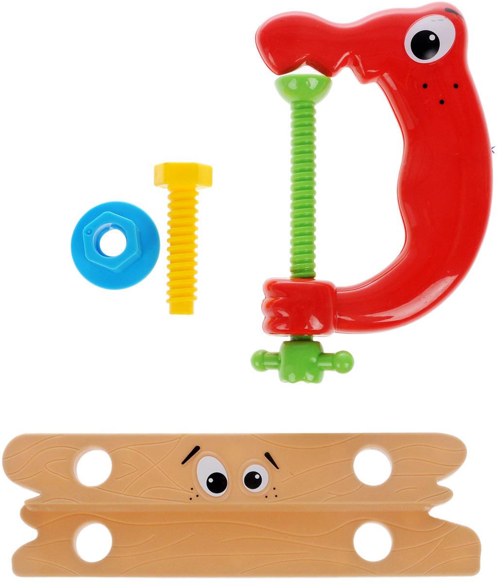1TOY Игровой набор Профи-малыш цвет коричневый красныйТ55984_красный/струбница 1TOY Игровой набор Профи-малыш цвет коричневый красныйТ55984_красный/струбницаНабор Профи-малыш состоит из зажима, доски с отверстиями, винта и гайки. Яркие игрушки с нарисованными глазками изготовлены из цветного безопасного пластика. С помощью игрового набора с инструментами ребенок сможет обучиться быть более самостоятельным и хозяйственным. Играя в сюжетно-ролевые игры, у него развивается логическое мышление, координация движений и внимательность.