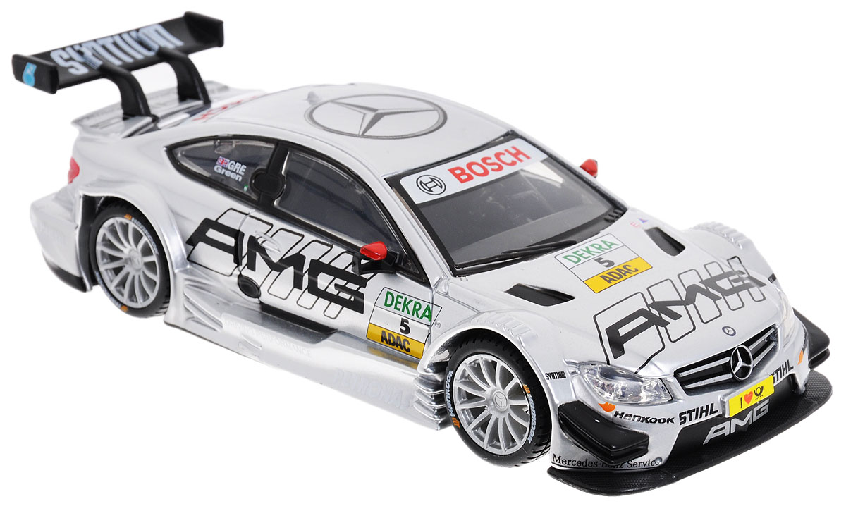 Bburago Модель автомобиля DTM-Mercedes AMG C-Coupe №5 Jamie Green18-41154 Bburago Модель автомобиля DTM-Mercedes AMG C-Coupe №5 Jamie Green18-41154Коллекционная модель автомобиля Bburago DTM-Mercedes AMG C-Coupe №5 Jamie Green будет отличным подарком как ребенку, так и взрослому коллекционеру. Благодаря броской внешности, а также великолепной точности, с которой создатели этой модели масштабом 1:32 передали внешний вид настоящего автомобиля, машинка станет подлинным украшением любой коллекции авто. Машинка будет долго служить своему владельцу благодаря металлическому корпусу с элементами из пластика. Шины обеспечивают отличное сцепление с любой поверхностью пола. DTM - серия гоночных автомобилей, созданная компаниями Opel и Mercedes-Benz. Они напоминают обычные кузовные автомобили внешне, но их начинка не имеет ничего общего с дорожными моделями. В последнее время гонки DTM становятся все популярнее, и в нее переходят все больше спортсменов из других формул. Данная модель является копией DTM-автомобиля гонщика Джейми Грина. Модель автомобиля Bburago DTM-Mercedes AMG C-Coupe №5 Jamie Green...