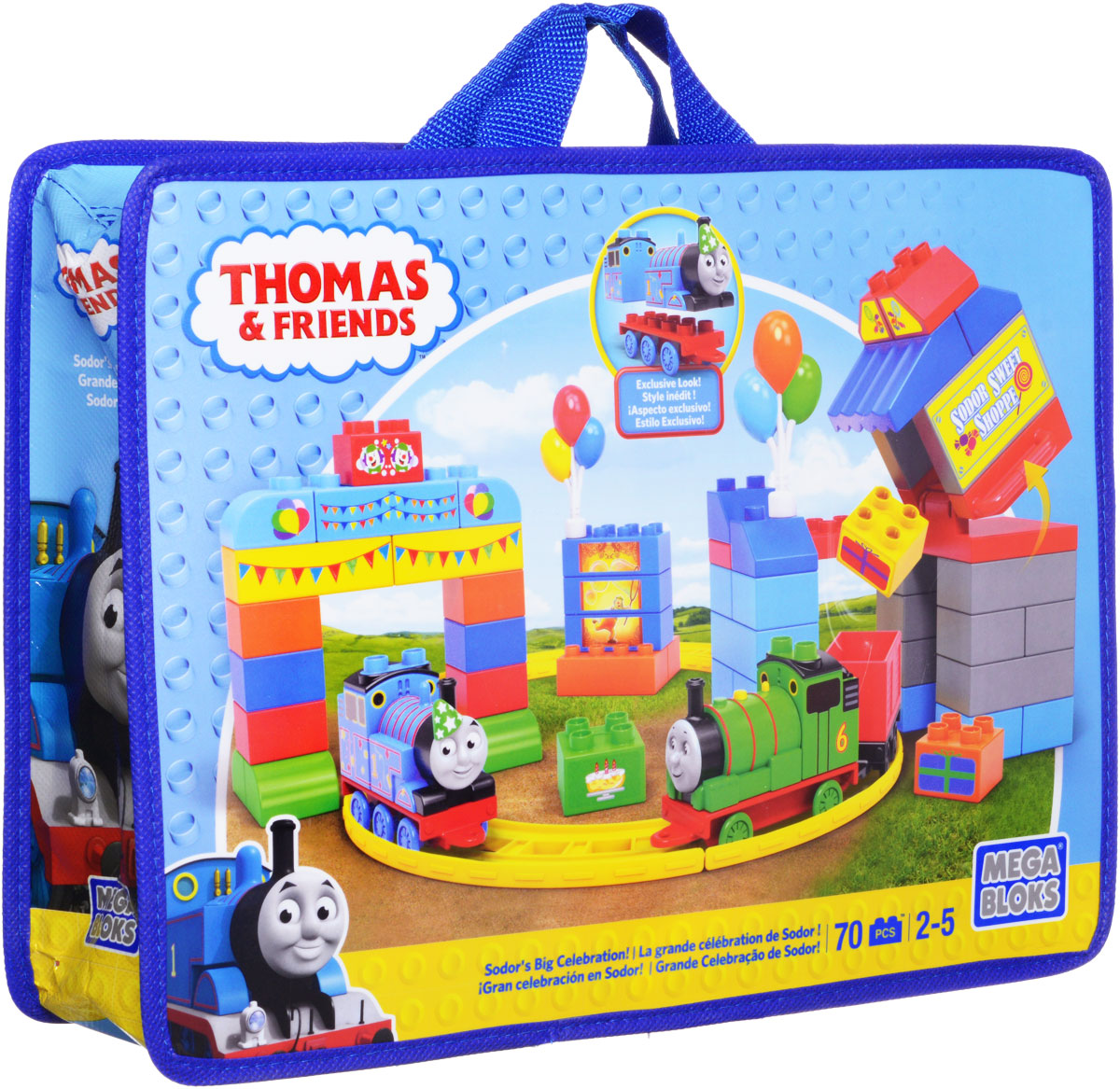 Mega Bloks Томас и друзья Конструктор День рождения ТомасаCNJ13 Mega Bloks Томас и друзья Конструктор День рождения ТомасаCNJ13Набор-конструктор Mega Bloks День рождения Томаса - это новый конструктор от канадского бренда Mega Bloks с популярным героем из мультсериала Томас и его друзья. В этом конструкторе 70 элементов, из которых собирается железная дорога, сам паровозик Томас и железнодорожная станция. Вы можете перестраивать конструктор любым образом: каким будет станция, зависит только от вашей фантазии. Кроме того, в комплект входят наклейки для украшения построек. Конструктор хранится в удобной сумке из экологически чистых материалов, которая входит в комплект.