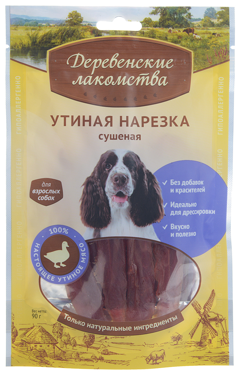 Лакомство для взрослых собак Деревенские лакомства, утиная нарезка сушеная, 90 г35750_90 г Лакомство для взрослых собак Деревенские лакомства, утиная нарезка сушеная, 90 г35750_90 гЛакомство для собак Деревенские лакомства представляет собой сушеные ломтики мяса утки. Такое аппетитное лакомство отлично подойдет для дрессировки - просто отломите маленький кусочек и выполнение команд вам гарантировано. Состав: утиное филе. Пищевая ценность (на 100 г): белки - 44,9 г, жир - 2,8 г, влага - 20,4 г, клетчатка - 0,4 г, зола - 3 г. Энергетическая ценность на 100 г: 204 ккал. Вес: 90 г. Товар сертифицирован.
