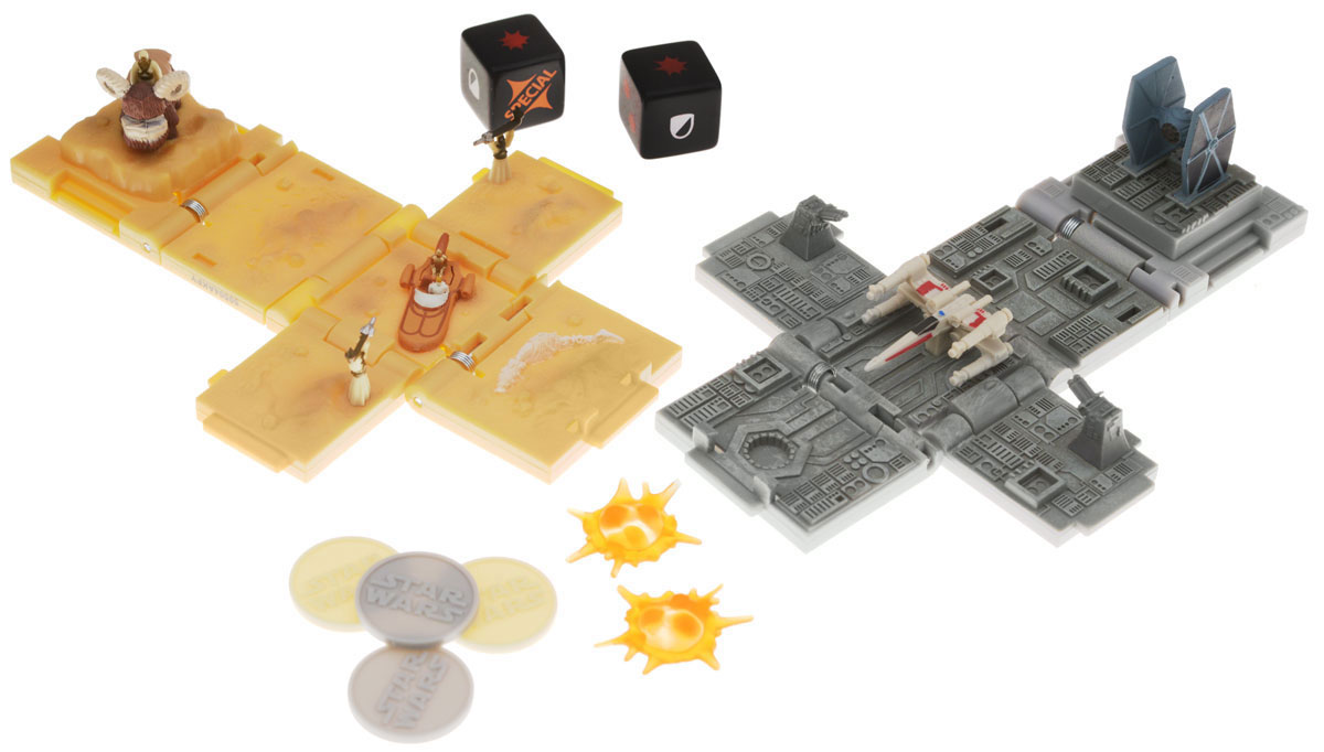 Spin Master Боевые кубики Звездные войны Tusken Raider Attack & Battle of Yavin 2 шт52101 Spin Master Боевые кубики Звездные войны Tusken Raider Attack & Battle of Yavin 2 шт52101Боевые кубики Spin Master Звездные войны: Tusken Raider Attack & Battle of Yavin - это новый уникальный продукт, который придется по душе любому фанату саги Звездные войны. Игрушка представляет собой боевой кубик- трансформер. В сложенном состоянии это компактный кубик высотой 4 сантиметра, но стоит его раскрыть и у вас на столе окажется поле для стратегической игры в антураже любимой вселенной. Внутри раскладывающегося кубика - сцены из мира Звездных войн. Такой кубик станет великолепным подарком для любого поклонника настольных игр! В набор входит 2 различных кубика, которые позволят воспроизвести любимые моменты из фильмов: атаку таскенских рейдеров и битву на Явине. В комплект входят 6 фишек-маркеров, игровые кости и 2 кубика.