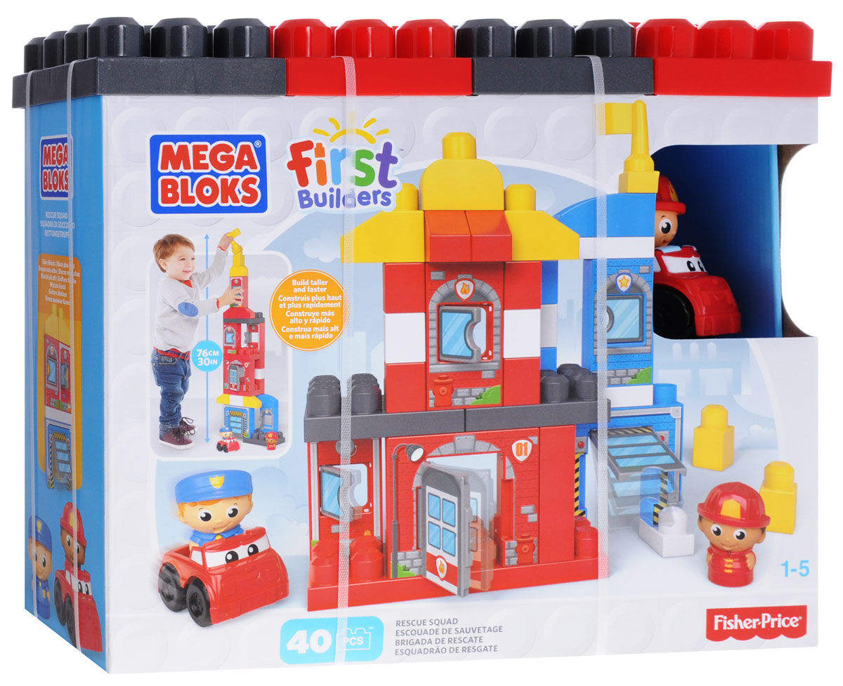 Mega Bloks First Builders Конструктор Команда спасателейCNG25 Mega Bloks First Builders Конструктор Команда спасателейCNG25С игровым набором Mega Bloks Команда спасателей у вашего маленького героя появится возможность раз за разом спасать тех, кто попал в беду! Блоки- панели позволят быстро построить высокое здание, а детальная отделка с открывающимися дверями и окнами сделает пожарную часть и полицейский участок еще реалистичнее! Используйте входящие в комплект панели и блоки для того, чтобы расширить и разнообразить декорации игры. Конструктор представляет собой блок-пожарный и блок-полицейский, а также в наборе имеется полицейская машина, готовая прибыть на помощь попавшим в беду друзьям! Конструктор включает в себя 40 элементов. Он идеально подходит для детей от 1 до 5 лет. Порадуйте своего малыша таким прекрасным подарком!