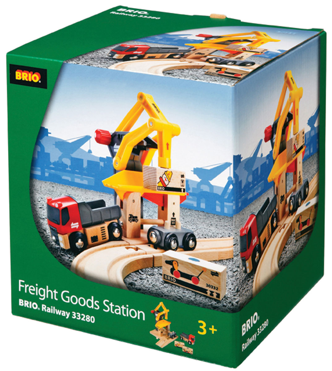 Brio Грузоподъемный пункт33280 Brio Грузоподъемный пункт33280Вашему ребенку обязательно понравится набор Brio Грузоподъемный пункт. Этот игровой набор позволит построить погрузочный пункт с управляемым погрузчиком, съездом для транспорта, вагоном и грузовиком. В комплект входит погрузочный пункт, машинка, вагон, 2 грузовых контейнера, съезд для транспорта. Железные дороги позволяют ребенку не только получать удовольствие от игры, но и развивать пространственное воображение, мелкую моторику и координацию движений. Набор совместим со всеми железными дорогами и паровозиками Brio.
