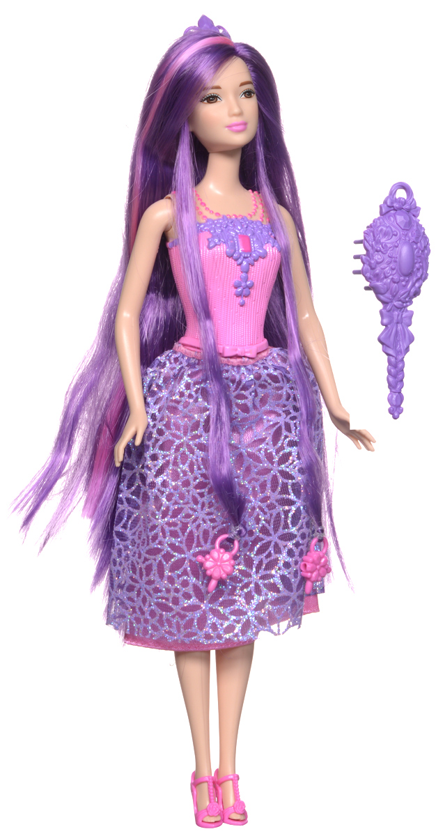 Barbie Кукла Принцесса с длинными волосами цвет одежды розовый фиолетовыйDKB56_DKB59 Barbie Кукла Принцесса с длинными волосами цвет одежды розовый фиолетовыйDKB56_DKB59Новая кукла Barbie Принцесса с длинными волосами очарует своими роскошными локонами! Дайте волю своей фантазии и уложите 20-сантиметровые разноцветные волосы принцессы Barbie в чудесные прически! К кукле прилагается расческа и диадема, а в ее волосы вплетены две бусинки, подходящие к парикмахерским инструментам Barbie из набора Barbie Snapn Style Princess Doll (продается отдельно). Инструмент захватывает бусинки, и юным стилистам остается лишь нажать на кнопку и завить волосы куклы. Почувствуй себя настоящим стилистом - это весело и просто! В набор входит кукла-принцесса Barbie с длинными волосами, две бусинки, расческа и диадема.
