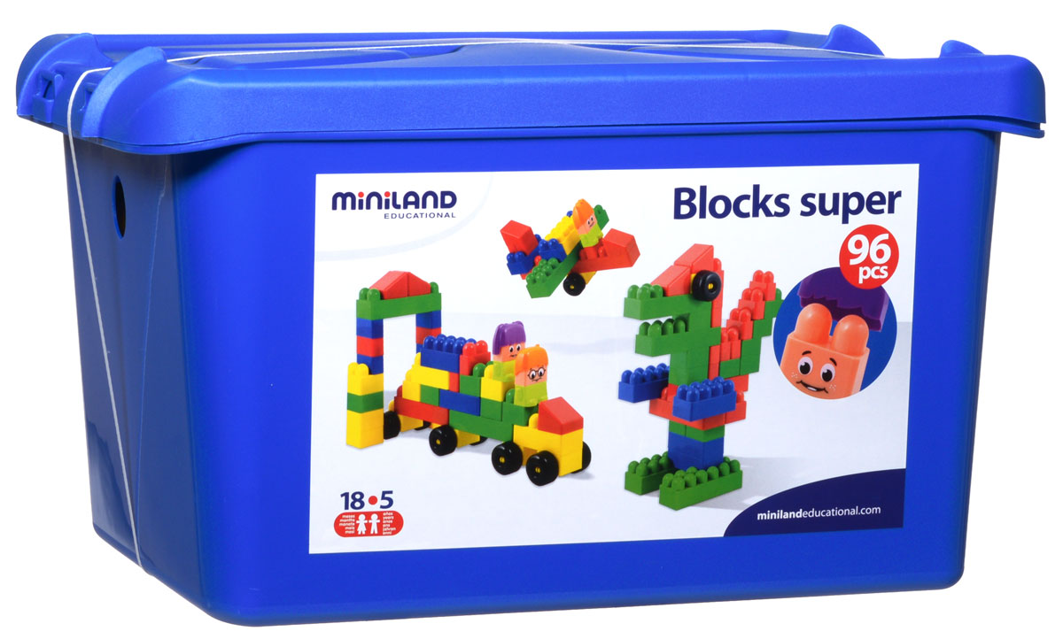 Miniland Конструктор Blocks Super 3233832338 Miniland Конструктор Blocks Super 3233832338Конструктор Miniland Blocks Super - тактильный детский конструктор, который позволит вашему ребенку проявить фантазию. Увлекательный конструктор, состоящий из ярких блоков разной формы, размеров и цветов. Пластиковые элементы легко и быстро скрепляются, при этом обеспечивая прочное сцепление. Ваш ребенок будет часами сидеть за творческой работой, соединяя элементы в уникальные сооружения. Комплект включает 96 элементов, из которых можно собрать вертолет, дракона, машинку и многое другое. Конструктор поможет ребенку развить мелкую моторику рук, логическое и пространственное мышление, творческие способности, а также поможет научиться соотносить форму и величину предметов. Размер детали: 18 см. Поставляется конструктор в пластиковом чемоданчике, позволяя брать его с собой в гости или за город.