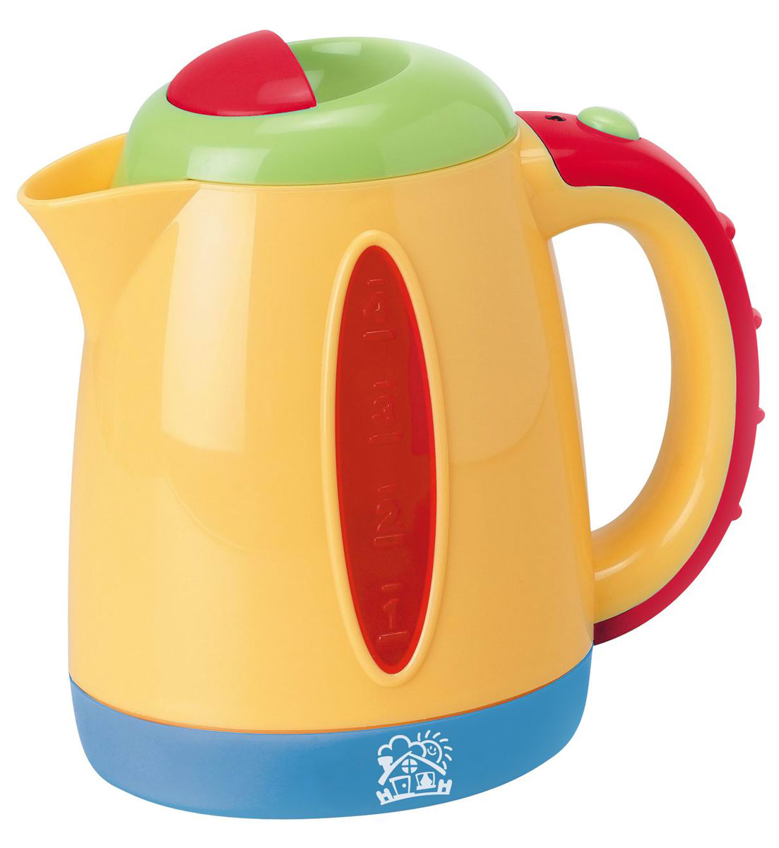 Playgo Чайник My boiling kettlePlay 3170 Playgo Чайник My boiling kettlePlay 3170Чайник Playgo My boiling kettle непременно понравится вашему ребенку и не позволит ему скучать. Он выполнен из прочного пластика ярких цветов и оснащен световыми и звуковыми эффектами. Красочный маленький чайник имеет удобную ручку для переноски, подходящую для маленьких пальчиков малыша. Он имеет вставки из прозрачного пластика на боковых сторонах. При включении чайника индикатор на его корпусе загорится и раздастся звук кипения, а если чайник наклонить - зазвучит реалистичное журчание льющейся воды. Такая игрушка поможет ребенку развить звуковое восприятие, мелкую моторику рук и координацию движений. Также, такая игрушка станет важным элементом сюжетно-ролевых игр ребенка и познакомит его с работой настоящих бытовых приборов. Порадуйте вашего малыша таким замечательным подарком! Рекомендуется докупить 3 батарейки типа АА (товар комплектуется демонстрационными).