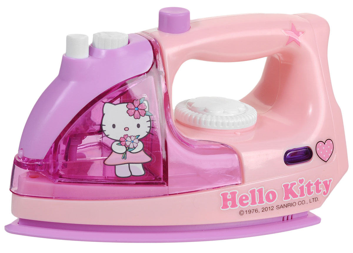 Simba Утюг Hello Kitty, цвет: розовый, сиреневый4737535 Simba Утюг Hello Kitty, цвет: розовый, сиреневый4737535Игрушка Simba Hello Kitty непременно понравится вашей маленькой хозяйке! Утюг выполнен из прочного пластика розового и сиреневого цветов. Отсек для воды оформлен с двух сторон наклейкой в виде всеми любимой кошечки Китти. Игрушка со световыми и звуковыми эффектами имитирует работу настоящего утюга. В утюг встроен пульверизатор для воды, активирующийся, если нажать кнопку, расположенную сверху игрушки. При включении у него загорается лампочка под ручкой. С таким утюгом все игрушки вашего ребенка будут опрятными, а их одежда будет идеально выглажена. Необходимо докупить 2 батарейки напряжением 1,5V типа LR6 (АА) (не входят в комплект).