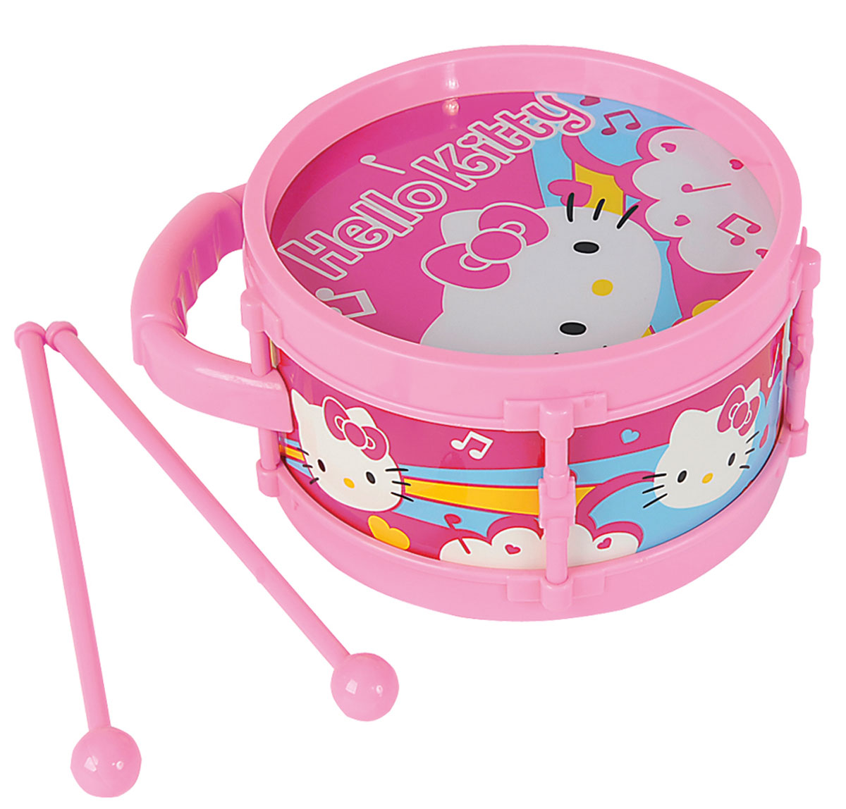 Simba Барабан Hello Kitty6835364 Simba Барабан Hello Kitty6835364Барабан Simba Hello Kitty не позволит скучать вашему малышу. Он выполнен из прочного и безопасного для ребенка материала. Барабан оснащен двумя пластиковыми барабанными палочками и оформлен изображением милой кошечки Китти. Он имитирует настоящий инструмент и звучит достаточно громко и внушительно. Яркая расцветка барабана привлечет внимание и поднимет настроение малыша. Эта яркая и веселая игрушка, с помощью которой вы сможете привить ребенку любовь к музыке. Барабан Simba Hello Kitty поможет развить слух, чувство ритма и музыкальные способности малыша, и он порадует вас веселым концертом.