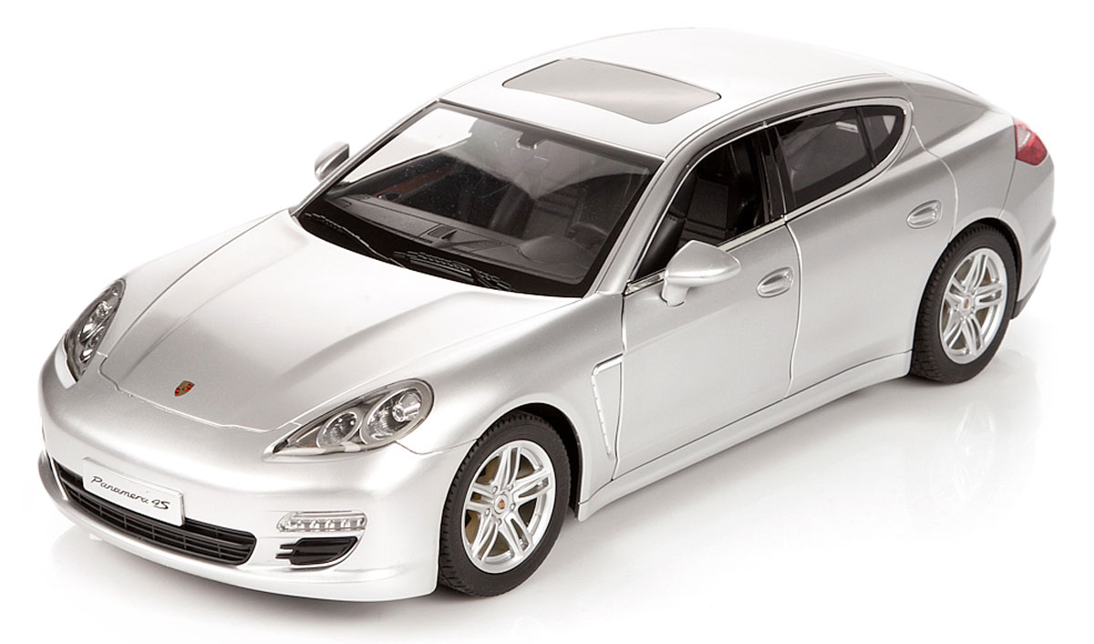 Rastar Радиоуправляемая модель Porsche Panamera цвет серебристый масштаб 1:1052400_серебристый Rastar Радиоуправляемая модель Porsche Panamera цвет серебристый масштаб 1:1052400_серебристыйРадиоуправляемая модель Rastar Porsche Panamera станет отличным подарком любому мальчику! Все дети хотят иметь в наборе своих игрушек ослепительные, невероятные и крутые автомобили на радиоуправлении. Тем более, если это автомобиль известной марки с проработкой всех деталей, удивляющий приятным качеством и видом. Одной из таких моделей является автомобиль на радиоуправлении Rastar Porsche Panamera. Это точная копия настоящего авто в масштабе 1:10. Передние двери машины открываются. Возможные движения: вперед, назад, вправо, влево, остановка. Имеются световые эффекты. Пульт управления работает на частоте 27 MHz. Игрушка работает на сменном аккумуляторе (входит в комплект). Для работы пульта управления необходима батарейка 9V (6F22) (не входит в комплект).