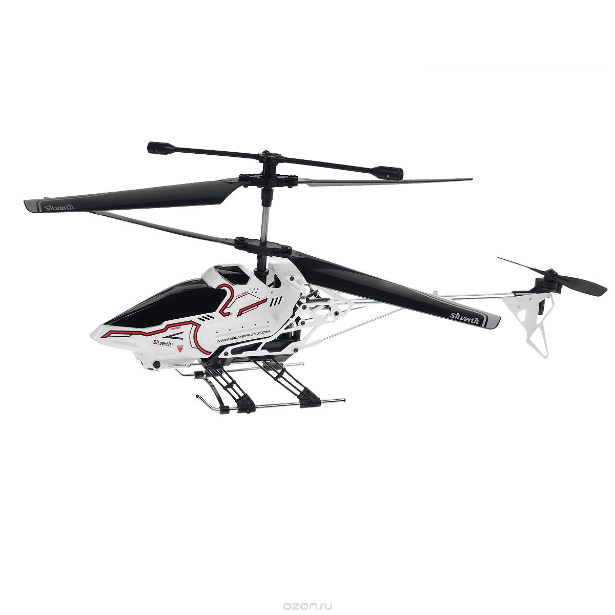 Silverlit Вертолет на радиоуправлении Sky Eye84602 Silverlit Вертолет на радиоуправлении Sky Eye84602Радиоуправляемая модель Silverlit Вертолет Sky Eye со световыми эффектами привлечет внимание не только ребенка, но и взрослого, и станет отличным подарком любителю воздушной техники. Вертолет оснащен уникальной системой винта, позволяющей вертолету плавно подниматься, а также встроенным гироскопом, который поможет скорректировать и устранить нежелательные вращения корпуса вертолета, благодаря чему сохранится высокая устойчивость полета. Каркас вертолета выполнен из пластика с использованием металла. Вертолет имеет трехканальное дистанционное управление, с помощью пульта управления можно менять скорость полета, а также проделывать фигуры высшего пилотажа, в том числе зависание в воздухе. Вертолет оснащен видеокамерой, которая передает изображение непосредственно на пульт управления, что позволит вам еще больше насладиться полетом! Есть разъем под microSD-карту. Модель идеально подходит для игры как внутри помещения, так и на улице. В комплект входит радиоуправляемый...