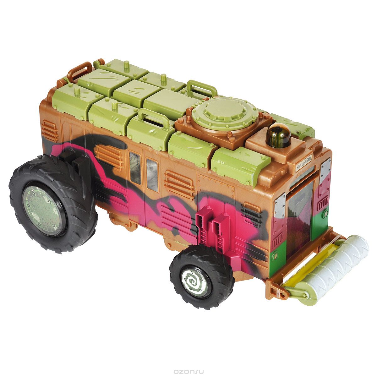 Turtles Игрушка на радиоуправлении Вагон Метро94131 Turtles Игрушка на радиоуправлении Вагон Метро94131Абсолютная новинка среди транспортных средств Черепашек-ниндзя - Вагон Метро, который управляется пультом дистанционного управления на инфракрасном излучении. Вагон может стрелять канализационными люками, при этом управление оружием также находится на пульте. Вагон оснащен откидывающимся бамперов в виде бочки и поручнями на крыше для закрепления фигурок. Подходит для большинства фигурок 90500. Поставляется без фигурок Для работы игрушки необходимо докупить 6 батарей типа АА напряжением 1,5V (не входят в комплект).