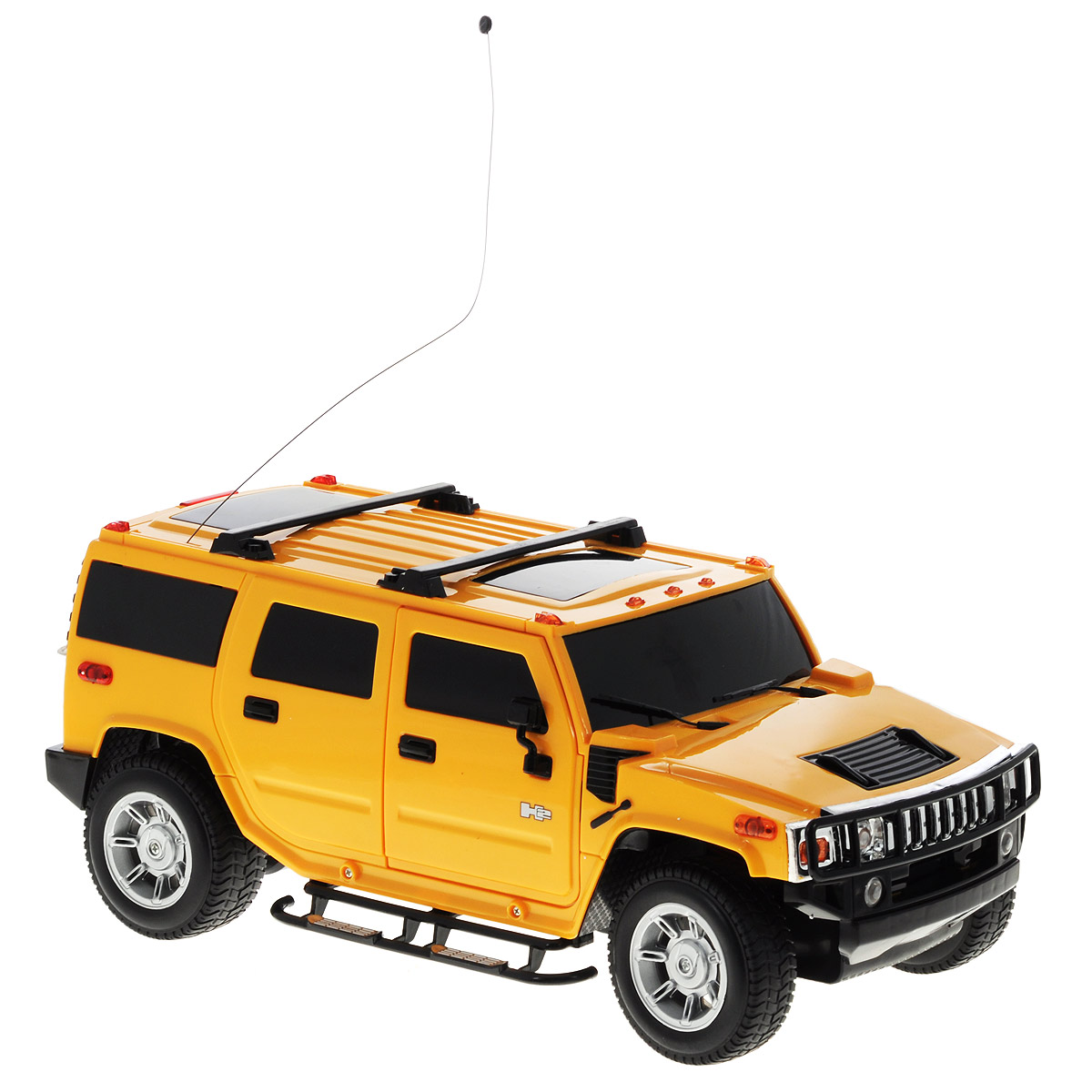 1TOY Радиоуправляемая модель Hummer H2 цвет желтыйТ54267_желтый 1TOY Радиоуправляемая модель Hummer H2 цвет желтыйТ54267_желтыйКультовый американский внедорожник Hummer привлечет внимание как ребенка, так и взрослого и понравится любому, кто увлекается автомобилями. Маневренная и реалистичная уменьшенная копия Hummer H2 выполнена в точной детализации с настоящим автомобилем в масштабе 1/12. Управление машинкой происходит с помощью пульта. Машинка двигается вперед и назад, поворачивает направо и налево. Во время езды у нее можно включать свет фар. Колеса игрушки прорезинены и обеспечивают плавный ход, машинка не портит напольное покрытие. Радиоуправляемые игрушки способствуют развитию координации движений, моторики и ловкости. Ваш ребенок часами будет играть с моделью, придумывая различные истории и устраивая соревнования. Порадуйте его таким замечательным подарком! Питание: машина работает от аккумулятора напряжением 6V 800 mAh (входит в комплект); пульт управления работает от 6 батареек напряжением 1,5V типа AA (входят в комплект).