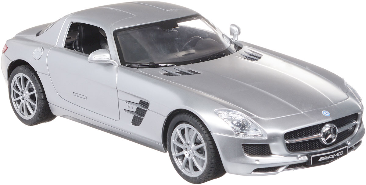 TopGear Радиоуправляемая модель Mercedes-Benz SLS AMG цвет серебристыйТ56691_серебристый TopGear Радиоуправляемая модель Mercedes-Benz SLS AMG цвет серебристыйТ56691_серебристыйВсе мальчишки любят мощные крутые тачки! Особенно если это дорогие машины известной марки, которые, проезжая по улице, обращают на себя восторженные взгляды пешеходов. Радиоуправляемая модель TopGear Mercedes-Benz SLS - это детальная копия существующего автомобиля в масштабе 1:14. Машинка изготовлена из прочного легкого пластика; колеса прорезинены. При движении передние и задние фары машины светятся. При помощи пульта управления автомобиль может перемещаться вперед, дает задний ход, поворачивает влево и вправо, останавливается. Встроенные амортизаторы обеспечивают комфортное движение. В комплект входят машинка, пульт управления, зарядное устройство (время зарядки составляет 4-5 часов), аккумулятор. Автомобиль отличается потрясающей маневренностью и динамикой. Ваш ребенок часами будет играть с моделью, устраивая захватывающие гонки. Машина работает от аккумулятора 500 mAh напряжением 6V (входит в комплект). Пульт управления работает от 2 батареек...
