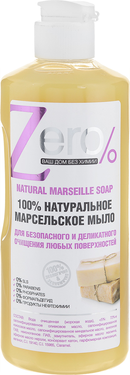 Мыло для безопасного и деликатного очищения Zero, с оливой и кокосом, 500 мл071-41-4443 Мыло для безопасного и деликатного очищения Zero, с оливой и кокосом, 500 мл071-41-4443Мыло для безопасного и деликатного очищения Zero - это натуральное, эффективное и безопасное моющее средство без вредных и опасных для здоровья химических веществ. В его основу положены натуральные компоненты, хорошо известные и проверенные временем. Масло оливы и кокоса прекрасно растворяет стойкие загрязнения, отлично очищает различные кухонные поверхности, кафель, раковины, сантехнику, духовки, плиты, подходит для мытья посуды. Экономичено в использовании. Обладает натуральным свежим ароматом. Состав: Вода очищенная, менее 5%: 72 % сапонифицированное оливковое масло, сапонифицированное кокосовое масло, сапонифицированное миндальное масло, анионное ПАВ, неионогенное ПАВ, замутнитель, эфирное масло жасмина, эфирное масло нероли, консервант катон, парфюмерная композиция, евгенол. Товар сертифицирован.