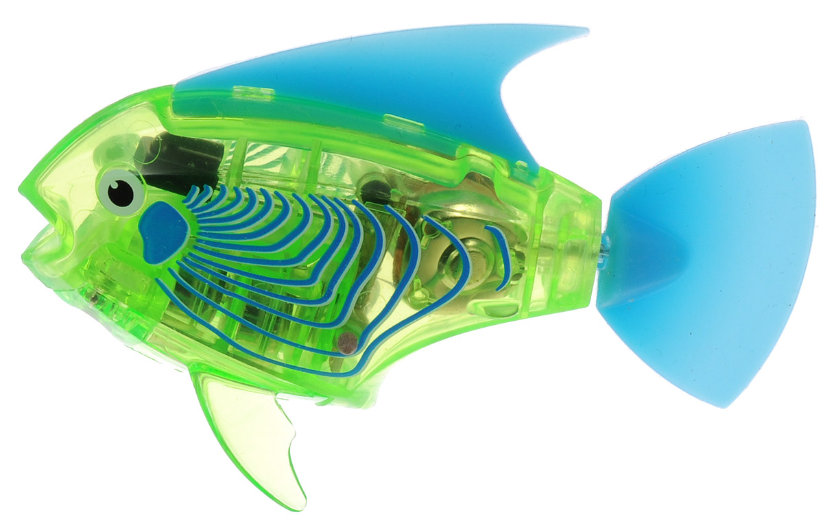 Hexbug Микро-робот на радиоуправлении Рыба-ангел цвет зеленый460-4086_2 Hexbug Микро-робот на радиоуправлении Рыба-ангел цвет зеленый460-4086_2Уникальный микро-робот Hexbug Angelfish изготовлен из безопасного пластика в виде очаровательной маленькой рыбки. Теперь микро-роботы осваивают и водные глубины! Робот плавает и ведет себя как настоящая рыбка. Это обновленная версия робо-рыбки, управляемая при помощи пульта. Кроме того, управляемая рыбка-ангел получила яркий и привлекательный окрас плавничков и хвостика, а также стильный декор. Наделив рыбку пультом ДУ, разработчики не лишили ее самостоятельности. Если вы не хотите управлять рыбкой, то просто пустите ее в аквариум и она будет плавать сама. Не утратила прирученная рыбка и первоначальных свойств: как и раньше аквабот просыпается от стука по стенкам аквариума и светится в темноте. Вне воды он автоматически выключается. Робот-рыбка оснащен световыми эффектами. Для работы игрушки необходимы 4 батарейки типа LR44 (товар комплектуется демонстрационными).