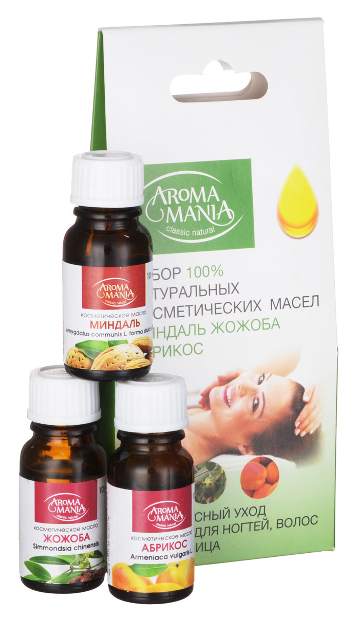 Аромамания Набор Комплексный уход (миндаль, абрикос, жожоба), 3 х 10 мл5686 Аромамания Набор Комплексный уход (миндаль, абрикос, жожоба), 3 х 10 мл5686Косметическое действие: масло миндаля обеспечивает интенсивное питание и естественную защиту кожи лица и тела, придавая мягкость и эластичность, делая ее бархатистой (горячие масляные маски). Устраняет веснушки и пигментные пятна. Незаменимо после принятия душа, либо после загара. Помогает сохранить кожу упругой и придает ей тонкий аромат. Массаж с использованием миндального масла доставит массу приятных ощущений, омолодит Вашу кожу, придаст ей здоровый цвет. Используется для профилактики целлюлита, для борьбы с растяжками и уменьшения объемов тела, для очищения организма от шлаков и токсинов. В масле абрикоса имеются насыщенные жирные кислоты, которые легко воспринимаются кожей, задерживают в её клетках влагу, тем самым, поддерживая свежий вид. Способствует регенерации чувствительной и поврежденной кожи, нормализует работу сальных желез. Оказывает омолаживающее действие, помогает разгладить морщинки, улучшает цвет лица. Также используется для питания и профилактики старения кожи век...