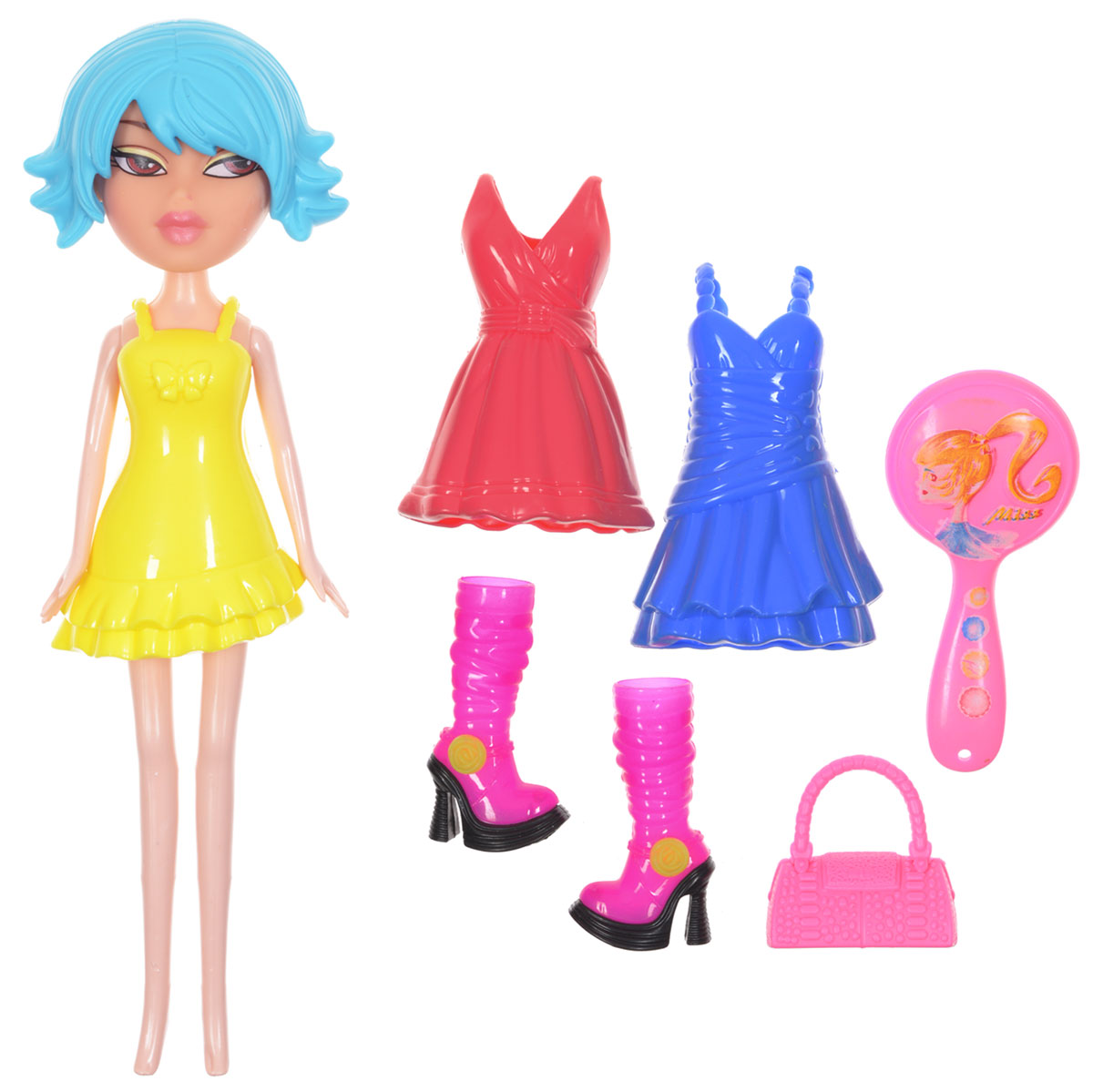 1TOY Кукла Красотка Фэшн с одеждой цвет платья желтыйТ57131 1TOY Кукла Красотка Фэшн с одеждой цвет платья желтыйТ57131Новая серия Красотка Фэшн - это оригинальные наборы кукол с одеждой и аксессуарами в стиле гламур. Кукла изготовлена из пластика, ее голова, ручки и ножки подвижны, что позволяет придавать ей разнообразные позы. Куколка одета в желтое пластиковое платье, но легко может сменить его на синее или красное. В наборе с Красоткой имеются розовая сумочка, расческа и оригинальные розовые сапоги на высоких каблуках. Благодаря играм с куклой ваша малышка сможет развить фантазию и любознательность, овладеть навыками общения и научиться ответственности, а дополнительные аксессуары сделают игру еще увлекательнее. Порадуйте свою принцессу таким прекрасным подарком!