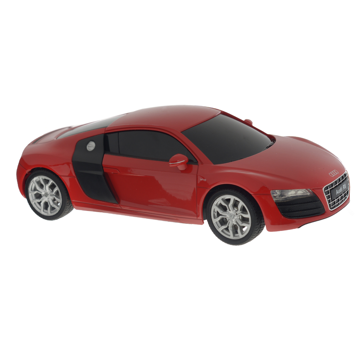 Welly Радиоуправляемая модель Audi R8 V10 цвет красный84004_красный Welly Радиоуправляемая модель Audi R8 V10 цвет красный84004_красныйРадиоуправляемая модель Welly Audi R8 V10 обязательно привлечет внимание взрослого и ребенка и понравится любому, кто увлекается автомобилями. Маневренная и реалистичная уменьшенная копия Audi R8 V10 выполнена в точной детализации с настоящим автомобилем в масштабе 1/24. Управление машинкой происходит с помощью пульта. Машинка двигается вперед и назад, поворачивает направо и налево. Радиус действия пульта - 8 метров. Колеса игрушки прорезинены и обеспечивают плавный ход, машинка не портит напольное покрытие. Радиоуправляемые игрушки способствуют развитию координации движений, моторики и ловкости. Ваш ребенок часами будет играть с моделью, придумывая различные истории и устраивая соревнования. Порадуйте его таким замечательным подарком! Питание: для работы машинки - 3 батарейки напряжением 1,5V типа АА; для работы пульта - 2 батарейки напряжением 1,5V типа АА (не входят в комплект).