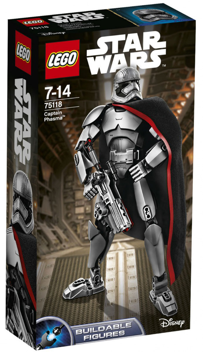 LEGO Star Wars Фигурка-конструктор Капитан Фазма 7511875118 LEGO Star Wars Фигурка-конструктор Капитан Фазма 7511875118Фигурка-конструктор Lego Star Wars Капитан Фазма приведет в восторг любого поклонника знаменитой космической саги Звездные войны. Конструктор содержит 82 пластиковых элемента, с помощью которых вы сможете собрать фигурку одного из героев фильма Звездные войны: Пробуждение Силы капитана Фазма. Отдай приказ о наступлении. Когда силы Повстанцев приблизятся к твоим позициям, стреляй из бластера или вступай в рукопашный бой с капитаном Фазма, одетой в зеркальную броню с оригинальным шлемом. У Повстанцев нет достойного противника для этого руководителя Первого Ордена! Все элементы набора выполнены из прочного безопасного пластика. Фигурка выполнена в виде грозной Фазмы, командующей Первого Ордена, вооруженной бластером. Бластер стреляет прозрачными снарядами, входящими в комплект, при необходимости его можно закрепить на поясе фигурки. Руки, ноги и голова фигурки подвижны, что позволяет придавать ей различные позы и раскрывает новые возможности для игры. Игры с...