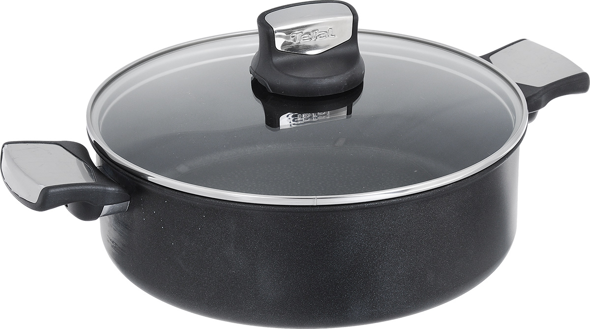 Сотейник Tefal Expertise с крышкой, с антипригарным покрытием. Диаметр 26 см2100089958 Сотейник Tefal Expertise с крышкой, с антипригарным покрытием. Диаметр 26 см2100089958Сотейник Tefal Expertise изготовлен из алюминия с внутренним антипригарным покрытием Titanium Excellence, которое служит в 3 раза дольше, в сравнении с антипригарным покрытием Titanium Force. Покрытие не содержит примеси PFOA, экологично и безопасно для использования. Благодаря антипригарному покрытию, пища не пригорает, а блюда готовятся быстро, вкусно и равномерно прожариваются. Вся посуда Tefal снабжена индикатором нагрева Thermo-Spot, который показывает, когда ваш сотейник нагрет до оптимальной температуры. Индикатор становится полностью красным, когда посуда идеально разогрета для приготовления пищи. Это предотвращает перегрев посуды. Сотейник снабжен элегантными бакелитовыми ручками, усиленными вставками из нержавеющей стали. Крышка выполнена из термостойкого стекла, снабжена металлическим ободом и пластиковой ручкой, при повороте которой открывается пароотвод. Подходит для всех типов плит, включая индукционные. Диаметр (по...