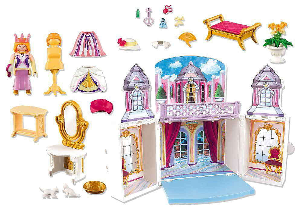 Playmobil Игровой набор Королевский дворец5419pm Playmobil Игровой набор Королевский дворец5419pmИгровой набор Playmobil Королевский дворец - надолго займет внимание вашего ребенка. В комплект входит: домик в виде замка, принцесса, одежда, мебельные предметы, кошачьи фигурки, другие аксессуары. Проигрывая самостоятельно или в дружеской компании различные ситуации, дети тем самым развивают фантазию и воображение. В процессе игры развивается моторика детских пальчиков и координация движений.