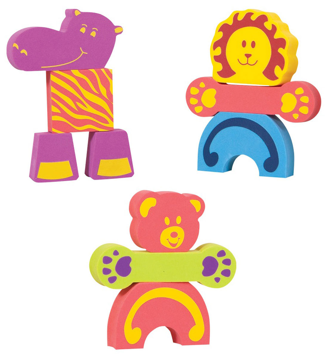 Edushape Мягкий конструктор Животные716166 Edushape Мягкий конструктор Животные716166Мягкий конструктор Животные включает в себя 46 ярких элементов, выполненных из вспененного полимера в виде голов, туловищ, лапок и ножек животных. Ваш малыш сможет познакомиться с различными животными, узнать их отличительные особенности и собрать их. Благодаря мягкому конструктору Животные ребенок сможет развить цветовое восприятие, тактильные ощущения, мелкую моторику рук, воображение и логическое мышление.