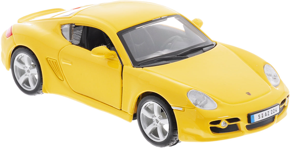 Bburago Модель автомобиля Porsсhe Cayman S цвет желтый18-43003_желтый Bburago Модель автомобиля Porsсhe Cayman S цвет желтый18-43003_желтыйЯркая и красочная модель автомобиля Bburago Porsche Cayman S привлечет внимание не только ребенка, но и взрослого. Машинка является точной уменьшенной копией настоящего автомобиля в масштабе 1/32. Модель выполнена из металла с элементами из пластика. Дверцы машинки открываются, а прорезиненные колесики вращаются, благодаря чему машинка ездит по любой гладкой поверхности. Машинка высоко детализирована и не только станет отличной игрушкой для вашего маленького гонщика, но и займет достойное место в любой коллекции.