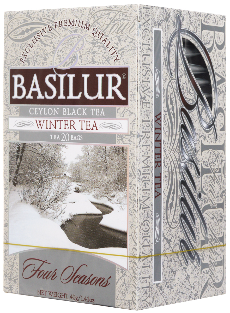 Basilur Winter Tea черный чай в пакетиках, 20 шт70162-00 Basilur Winter Tea черный чай в пакетиках, 20 шт70162-00Чай чёрный цейлонский байховый мелколистовой Basilur Winter Tea с ароматом клюквы в пакетиках с ярлычками для разовой заварки. Прекрасная смесь лучших сортов цейлонского чая стандарта ОP и натуральных ягод клюквы специально составлена мастерами-дегустаторами чая Basilur, что бы вызвать у вас восхищение изысканностью вкуса и аромата. Basilur Winter Tea согреет в холодные дни и подарит бодрость - в жаркие.