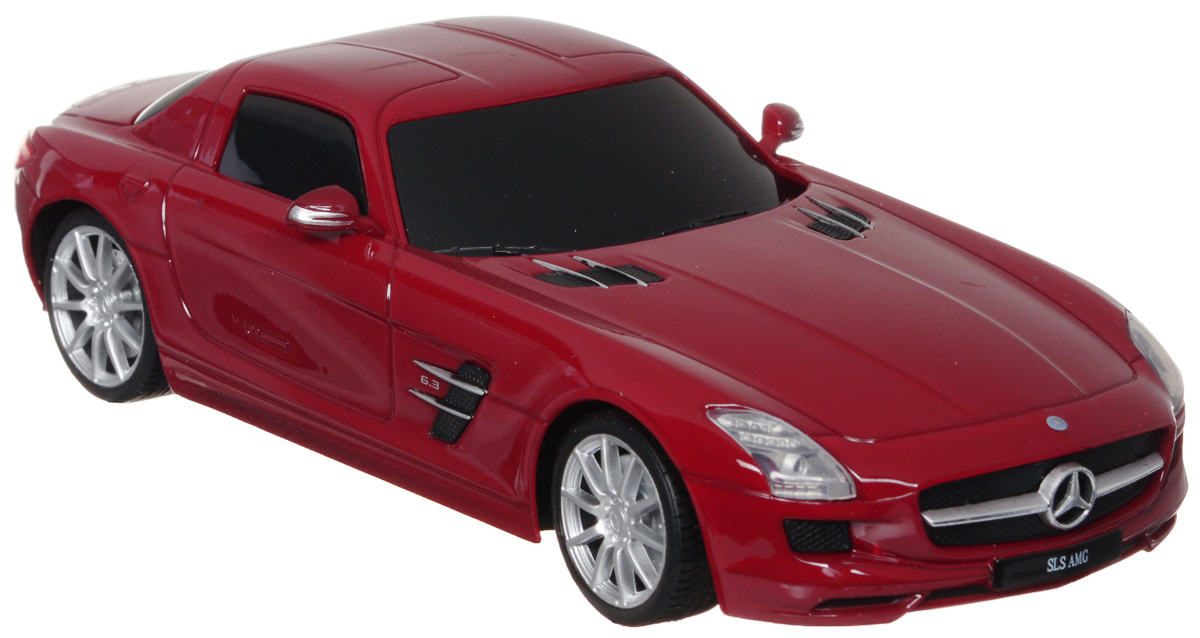 Welly Радиоуправляемая модель Mercedes-Benz SLS AMG84002 Welly Радиоуправляемая модель Mercedes-Benz SLS AMG84002Радиоуправляемая модель Welly Mercedes-Benz SLS AMG обязательно привлечет внимание взрослого и ребенка и понравится любому, кто увлекается автомобилями. Маневренная и реалистичная уменьшенная копия Mercedes-Benz SLS AMG выполнена в точной детализации с настоящим автомобилем в масштабе 1/24. Управление машинкой происходит с помощью пульта. Автомобиль двигается вперед и назад, поворачивает направо и налево. Радиус действия пульта - 8 метров. Колеса игрушки прорезинены и обеспечивают плавный ход, машинка не портит напольное покрытие. Радиоуправляемые игрушки способствуют развитию координации движений, моторики и ловкости. Ваш ребенок часами будет играть с моделью, придумывая различные истории и устраивая соревнования. Порадуйте его таким замечательным подарком! Питание: для работы машинки - 3 батарейки напряжением 1,5V типа АА; для работы пульта - 2 батарейки напряжением 1,5V типа АА (не входят в комплект).
