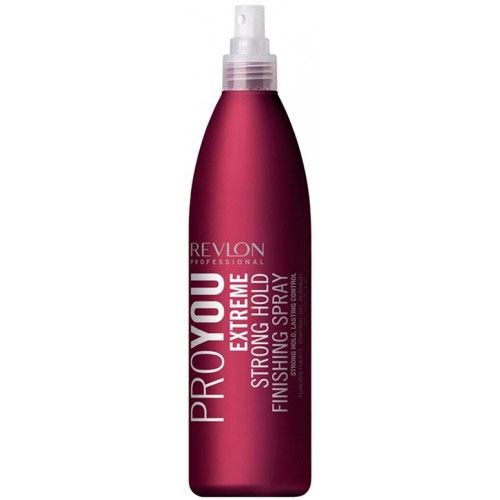 Revlon Professional Pro You Жидкий лак для волос сильной фиксации Extreme Strong Hold Finishing Spray 350 мл7206817000 Revlon Professional Pro You Жидкий лак для волос сильной фиксации Extreme Strong Hold Finishing Spray 350 мл7206817000Лак суперсильной фиксации Pro You Extreme от Revlon Professional, благодаря ряду отличительных свойств, фиксирует причёску с максимальной эффективностью. После нанесения лака на поверхности волос образуется защитный барьер, препятствующий проникновению влаги и сводящий к минимуму воздействие окружающей среды на причёску. Активные компоненты – провитамин В5 (пантенол) и экстракт ростков риса – увлажняют волосы без эффекта утяжеления, позволяя причёске выглядеть завершённой. А экстракт ростков риса ещё и дарит волосам блеск. Лак не склеивает волосы, помогает причёске сохранить естественность, легко удаляется обычной расчёской, подходит даже для волос с пористой структурой. Средство удобно и экономично в применении.