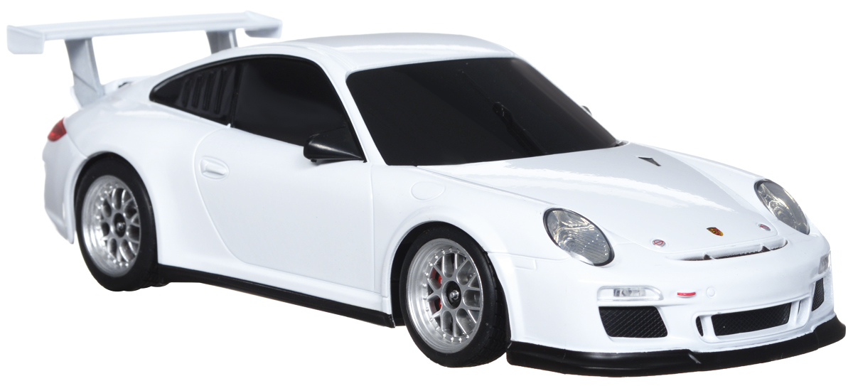 Welly Радиоуправляемая модель Porsche 911 GT3 Cup84008 Welly Радиоуправляемая модель Porsche 911 GT3 Cup84008Радиоуправляемая модель Welly Porsche 911 GT3 Cup обязательно привлечет внимание взрослого и ребенка и понравится любому, кто увлекается автомобилями. Маневренная и реалистичная уменьшенная копия Porsche 911 GT3 Cup выполнена в точной детализации с настоящим автомобилем в масштабе 1/24. Управление машинкой происходит с помощью пульта. Автомобиль двигается вперед и назад, поворачивает направо и налево. Радиус действия пульта - 8 метров. Колеса игрушки прорезинены и обеспечивают плавный ход, машинка не портит напольное покрытие. Радиоуправляемые игрушки способствуют развитию координации движений, моторики и ловкости. Ваш ребенок часами будет играть с моделью, придумывая различные истории и устраивая соревнования. Порадуйте его таким замечательным подарком! Питание: для работы машинки - 3 батарейки напряжением 1,5V типа АА; для работы пульта - 2 батарейки напряжением 1,5V типа АА (не входят в комплект).