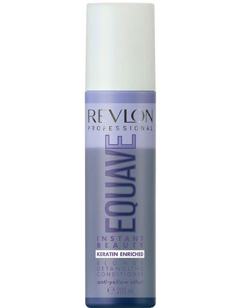 Revlon Professional Несмываемый кондиционер для блондированных, обесцвеченных, мелированных и седых волос Equave Instant Beauty Blonde Detangling 200 мл7203678000 Revlon Professional Несмываемый кондиционер для блондированных, обесцвеченных, мелированных и седых волос Equave Instant Beauty Blonde Detangling 200 мл7203678000Каждая обладательница светлых волос знает, как трудно сохранить их солнечный блеск, ведь уход за светлыми волосами гораздо более хлопотный. Но результат того стоит! Сияющие, золотистые локоны обязательно привлекут внимание окружающих! Помочь вам могут профессиональные косметические средства, разработанные специально для заботы о светлых прядях. Так, несмываемый кондиционер для блондированных волос с кератином Revlon Professional Equave 2 Phase Blonde Detangling Conditioner поможет вернуть вашим волосам былой блеск. Новая формула средства, обогащенная кератином, восстанавливает и увлажняет волосы, делая их более блестящими и шелковистыми. А благодаря содержанию высокого процента синих пигментов, которые помогают оживлять и усиливать цвет светлых локонов, процесс изменения оттенка будет предотвращен. Вместе с несмываемым кондиционером Revlon Professional Equave 2 Phase Blonde Detangling Conditioner вы сможете вернуть своим волосам блеск и покорять окружающих своей красотой и...